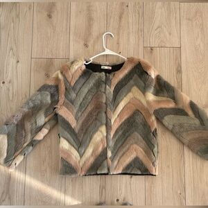Chevron Faux Fur Coat – Statement Piece